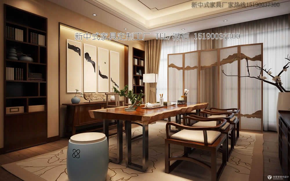 新中式茶楼茶桌椅组合11