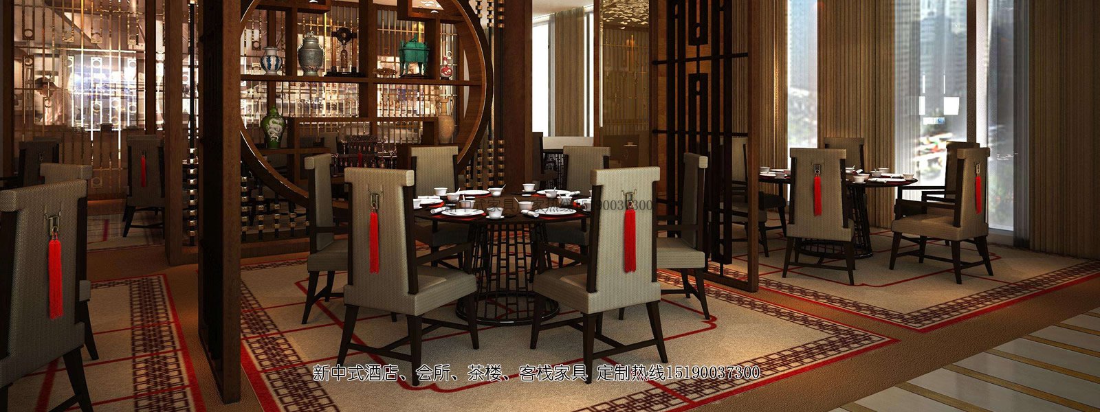 新中式酒店家具餐桌餐椅组合2
